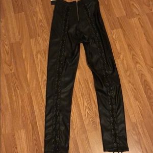 Black leather lace pants !